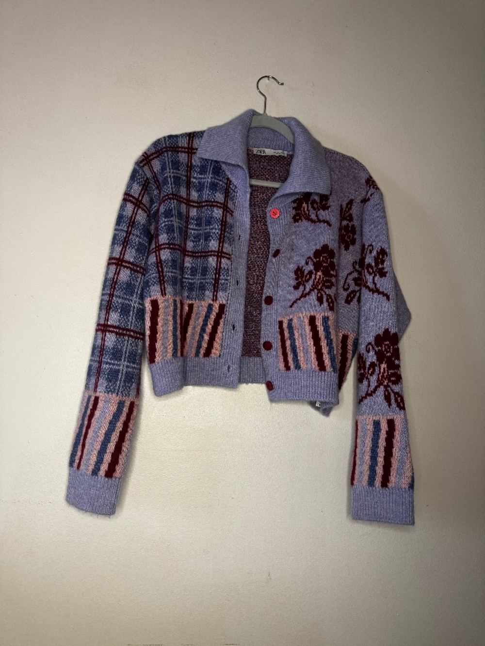 Zara Floral Knit Cardigan S